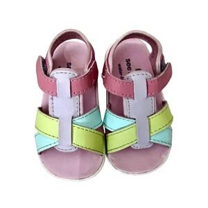 See Kai Run Basics Kids Pink Multi Strap Colorful Water Friendly Sandals Size 5
